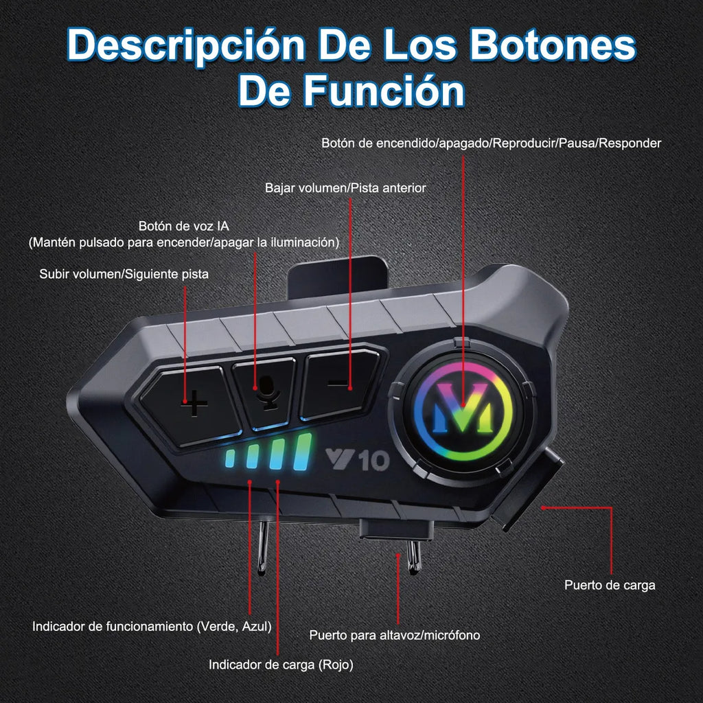 Intercomunicador para cascos Y10 COMBO 2 X 1